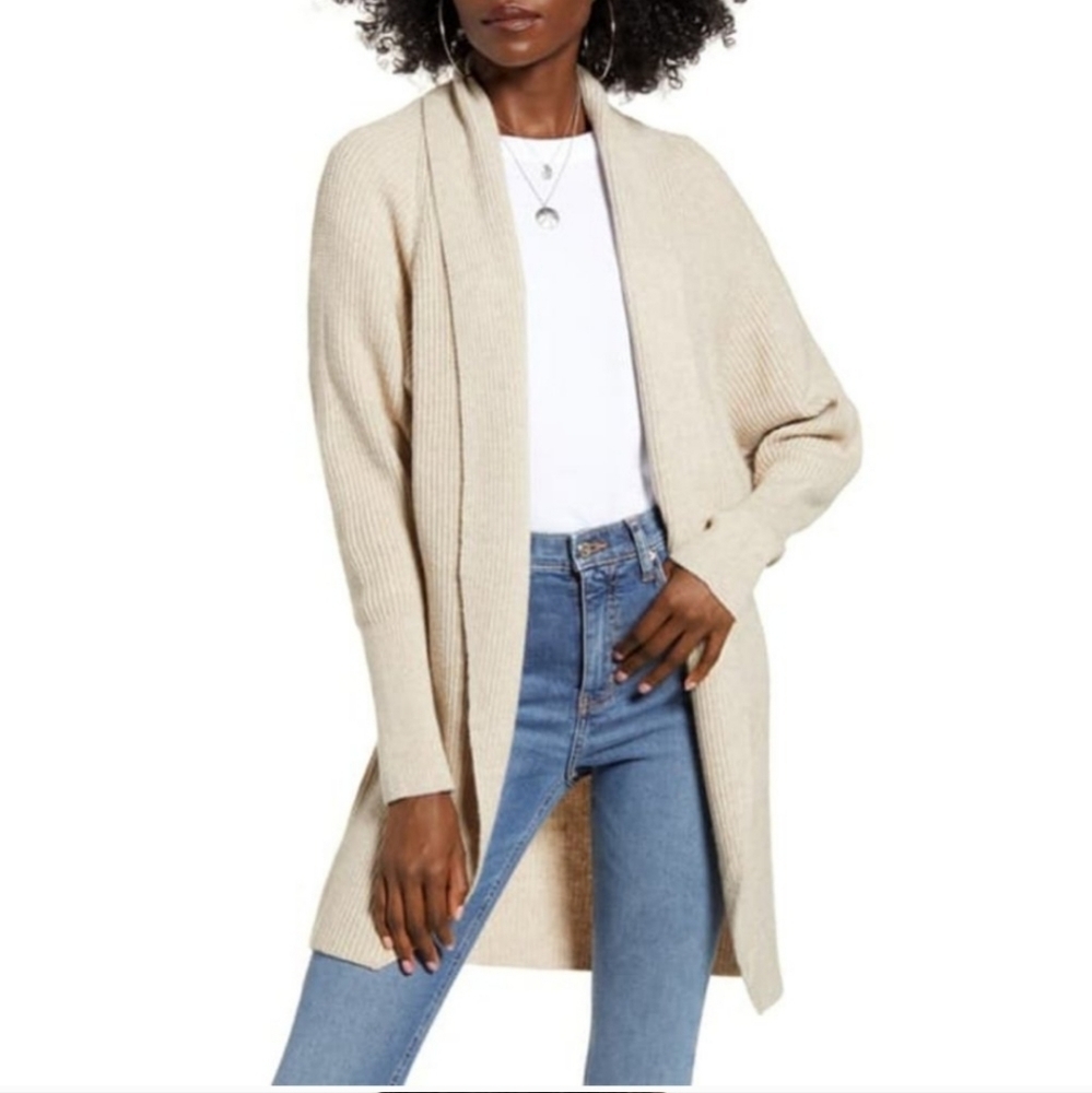 NWT Leith Dolman Sleeve Long Cardigan Oatmeal XS
